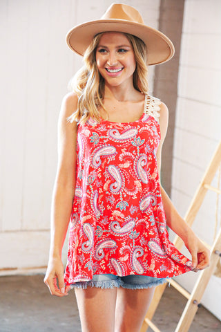 Coral Paisley Tank Top (Small & Medium)