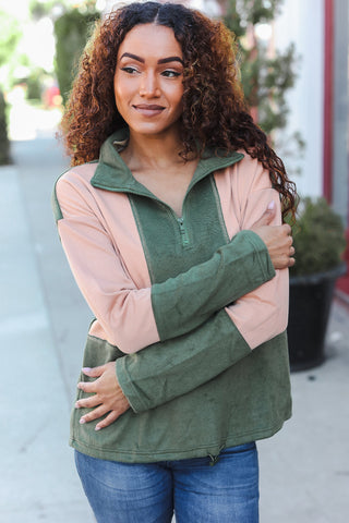 Zip Up Cinched Hem Pullover