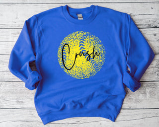 Personalized Faded Softball Sweatshirt