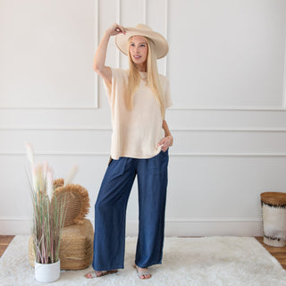 Side Pockets High Waist Wide Leg Lightweight Jeans