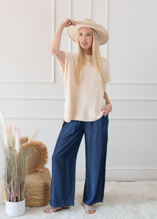 Side Pockets High Waist Wide Leg Lightweight Jeans