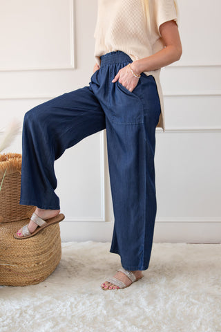 Side Pockets High Waist Wide Leg Lightweight Jeans