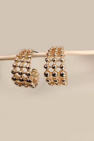3 Row Bead Ball Hoop Earrings
