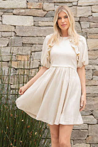 Puff-Sleeved Mini Dress
