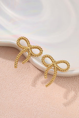 18K Stainless Steel Tarnish Free Bow Stud Earrings
