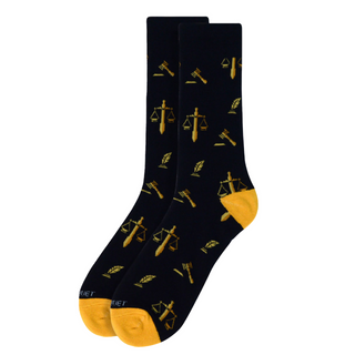 Copy of Men's Lawyer Crew Socks - Scale of Justice Quill Gavel Gift for Laywer Attorney Gift for Bar Exam Black and Gold