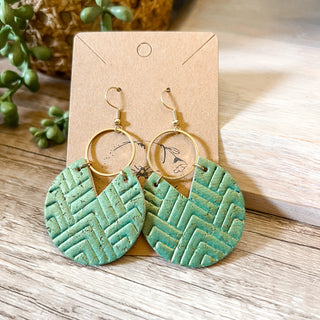 Embossed Pearlized Sage Hoop Earrings