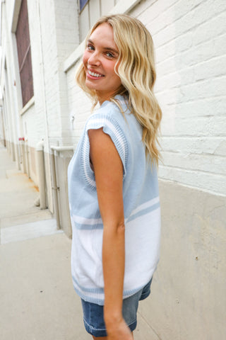 Put Together Blue V Neck Sweater Vest