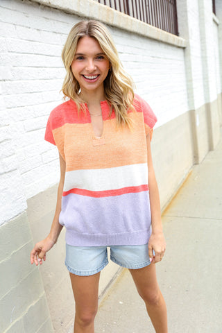 Lock Eyes Coral Sweater Top - Final Sale