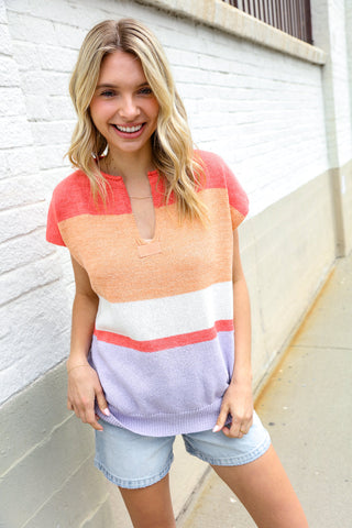 Lock Eyes Coral Sweater Top - Final Sale