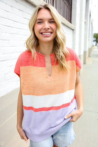 Lock Eyes Coral Sweater Top - Final Sale