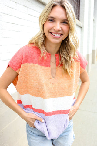 Lock Eyes Coral Sweater Top - Final Sale