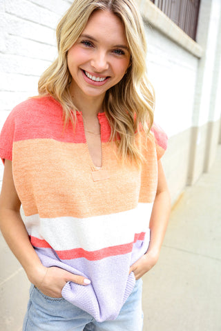 Lock Eyes Coral Sweater Top - Final Sale