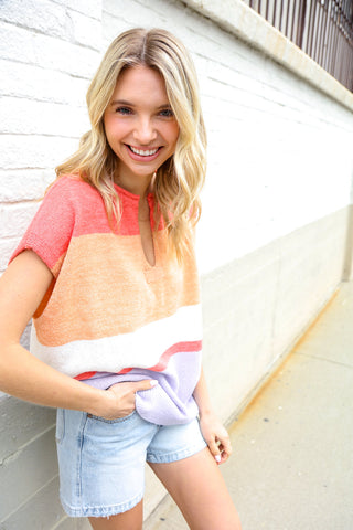 Lock Eyes Coral Sweater Top - Final Sale