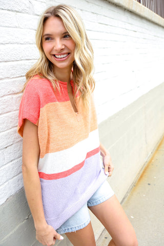 Lock Eyes Coral Sweater Top - Final Sale