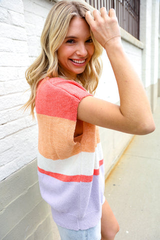 Lock Eyes Coral Sweater Top - Final Sale