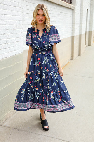 Boho Vibes Navy & Floral Maxi - FINAL SALE