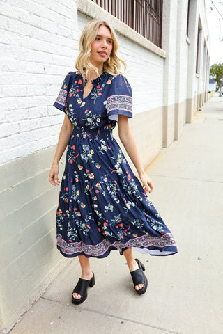 Boho Vibes Navy & Floral Maxi - FINAL SALE