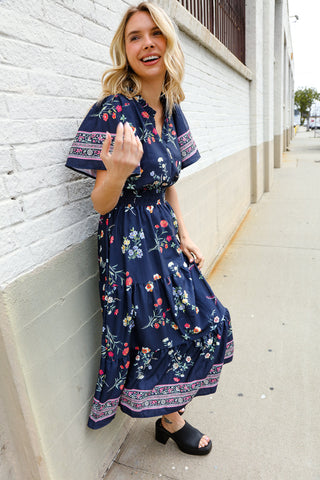 Boho Vibes Navy & Floral Maxi - FINAL SALE