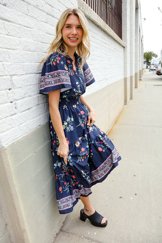 Boho Vibes Navy & Floral Maxi - FINAL SALE