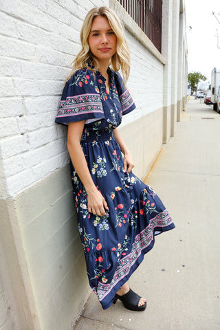 Boho Vibes Navy & Floral Maxi - FINAL SALE