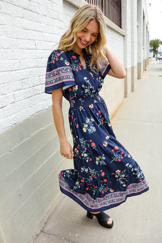 Boho Vibes Navy & Floral Maxi - FINAL SALE