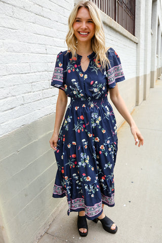 Boho Vibes Navy & Floral Maxi - FINAL SALE