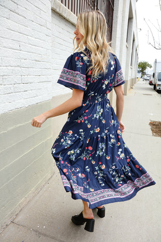 Boho Vibes Navy & Floral Maxi - FINAL SALE