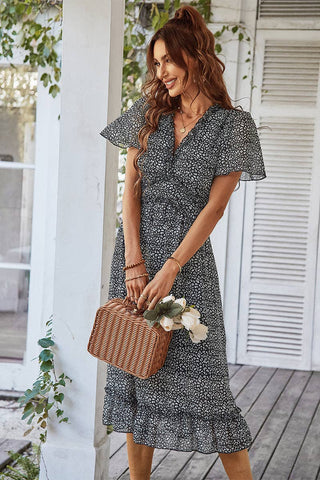 Floral Flounce Midi Dress