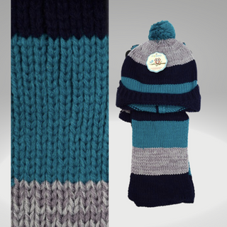 Kids pom pom Beanie and Scarf Set
