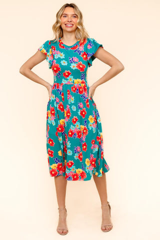 My Floral Spring Fit & Flare Midi Dress with Pockets | S-3X