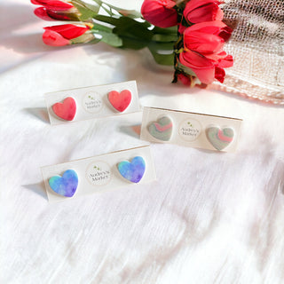 Valentines Day Heart Clay Stud Earrings | Buy 1 Get 2 FREE!