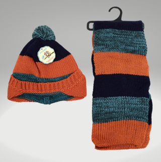 Kids pom pom Beanie and Scarf Set