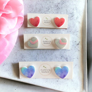 Valentines Day Heart Clay Stud Earrings | Buy 1 Get 2 FREE!
