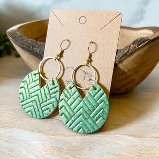 Embossed Pearlized Sage Hoop Earrings
