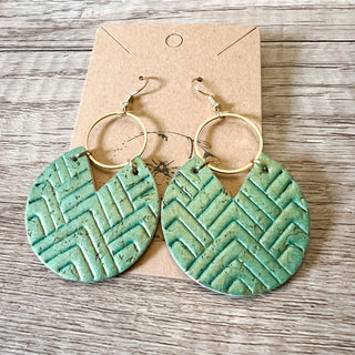 Embossed Pearlized Sage Hoop Earrings