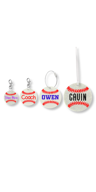 Custom Baseball Keychain Or Bag Tag | 4 Size Options