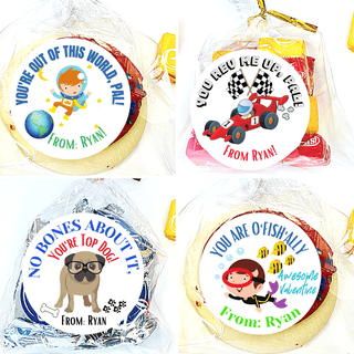 Personalized Kids Holiday / Valentines Day Party Stickers & Treat Bags