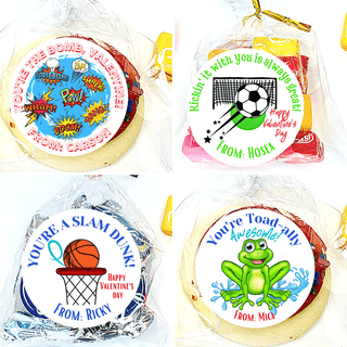 Personalized Kids Holiday / Valentines Day Party Stickers & Treat Bags