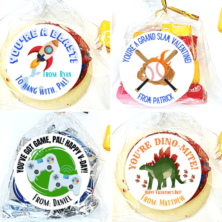 Personalized Kids Holiday / Valentines Day Party Stickers & Treat Bags