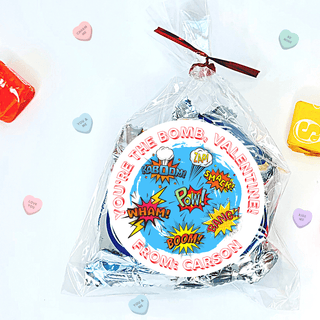 Personalized Kids Holiday / Valentines Day Party Stickers & Treat Bags