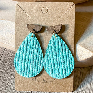 Turquoise Palm Leaf Teardrop Earrings