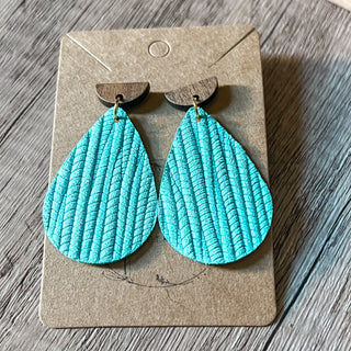Turquoise Palm Leaf Teardrop Earrings