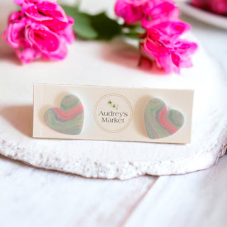 Valentines Day Heart Clay Stud Earrings | Buy 1 Get 2 FREE!
