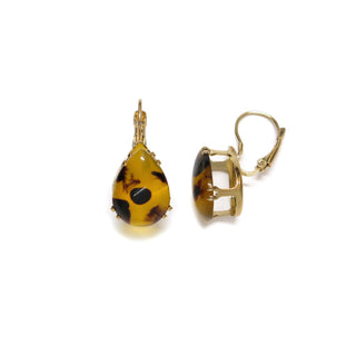 Gold Tortoise Shell Teardrop Earrings