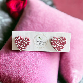 Valentines Day Heart Clay Stud Earrings | Buy 1 Get 2 FREE!