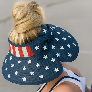 Americana Patriotic Rollable Visor For Adventures, 4th Of July, American Flag Print, Easy To Travel And Roll