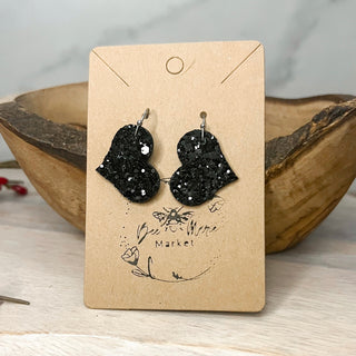 Rebecca Black Glitter Heart Earrings II