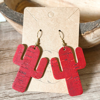 Cactus Judy’s Red Handmade Genuine Leather Earrings
