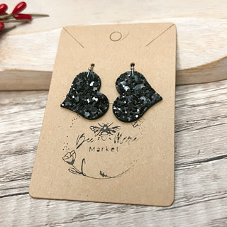 Rebecca Black Glitter Heart Earrings II